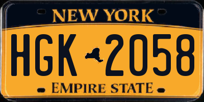 NY license plate HGK2058