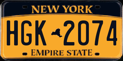 NY license plate HGK2074