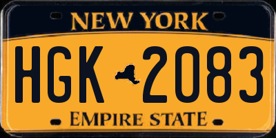 NY license plate HGK2083