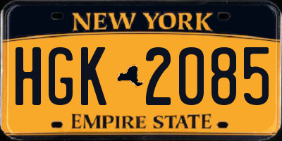 NY license plate HGK2085