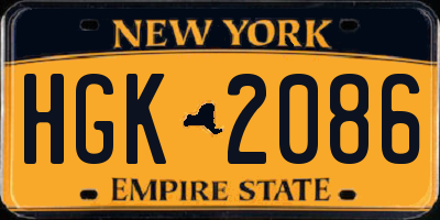 NY license plate HGK2086