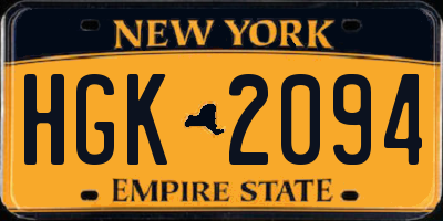 NY license plate HGK2094