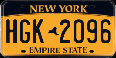 NY license plate HGK2096