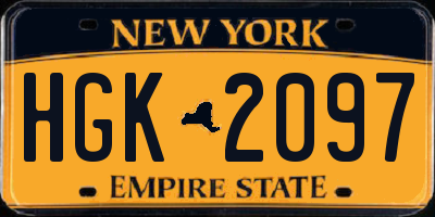 NY license plate HGK2097