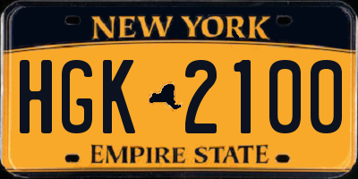 NY license plate HGK2100