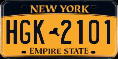 NY license plate HGK2101