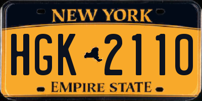 NY license plate HGK2110