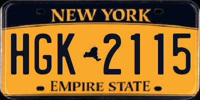 NY license plate HGK2115