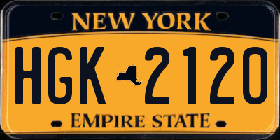 NY license plate HGK2120