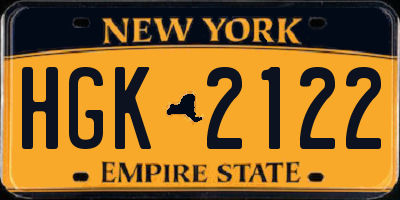 NY license plate HGK2122