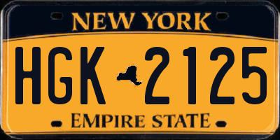 NY license plate HGK2125