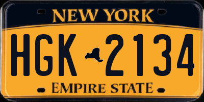 NY license plate HGK2134