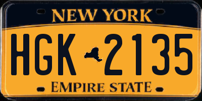 NY license plate HGK2135