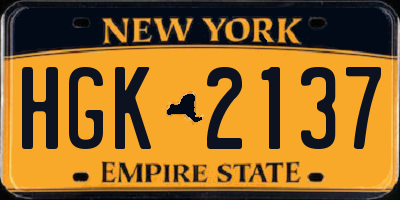 NY license plate HGK2137