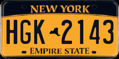 NY license plate HGK2143