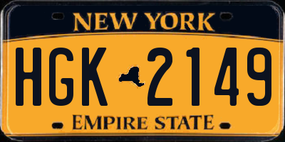 NY license plate HGK2149