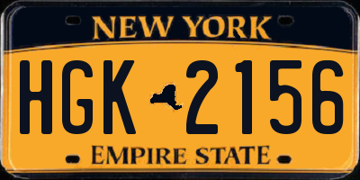 NY license plate HGK2156