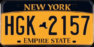 NY license plate HGK2157