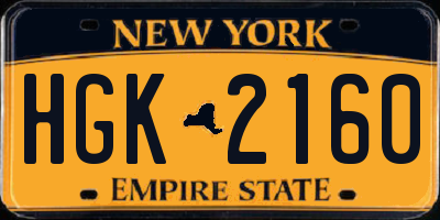 NY license plate HGK2160