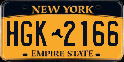 NY license plate HGK2166