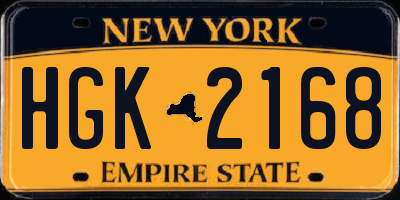 NY license plate HGK2168