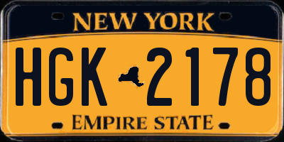 NY license plate HGK2178