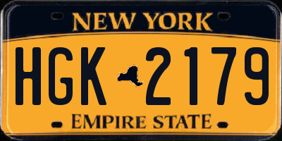 NY license plate HGK2179