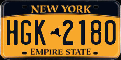 NY license plate HGK2180