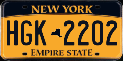 NY license plate HGK2202