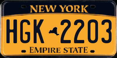 NY license plate HGK2203