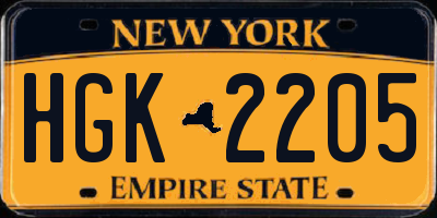 NY license plate HGK2205