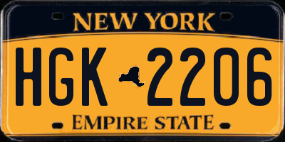 NY license plate HGK2206