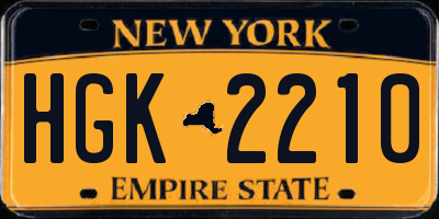 NY license plate HGK2210