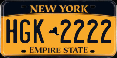 NY license plate HGK2222