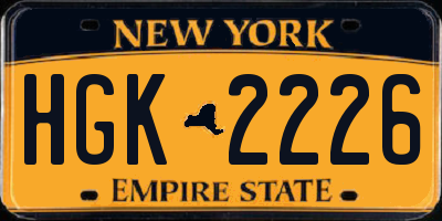 NY license plate HGK2226