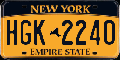 NY license plate HGK2240