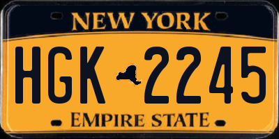 NY license plate HGK2245