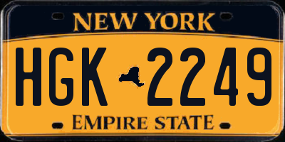 NY license plate HGK2249