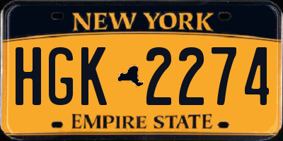 NY license plate HGK2274