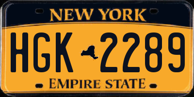 NY license plate HGK2289