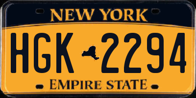 NY license plate HGK2294