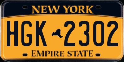 NY license plate HGK2302