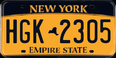 NY license plate HGK2305