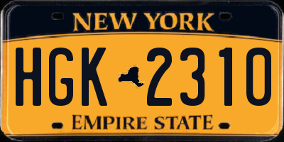 NY license plate HGK2310