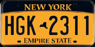 NY license plate HGK2311