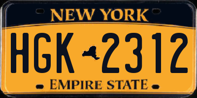 NY license plate HGK2312