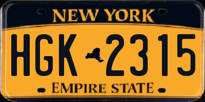 NY license plate HGK2315