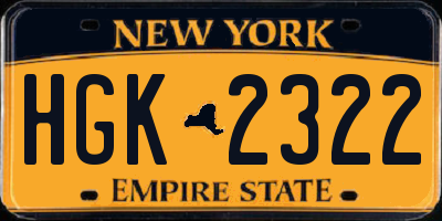 NY license plate HGK2322