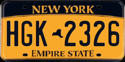 NY license plate HGK2326