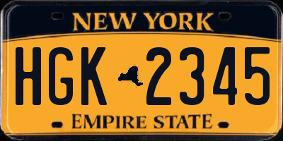 NY license plate HGK2345